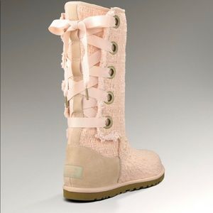 Pink UGG Lace Up Mid Calf Boots Size 8